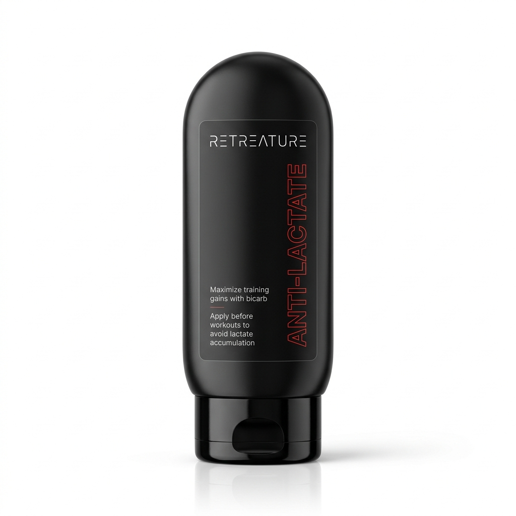 RETREATURE Anti-Lactate Sport-Lotion, schwarze Tube mit rotem Schriftzug